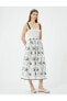 Фото #2 товара Платье средней длины с цветочным узором на бретелях Koton