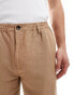 Ben Sherman linen blend smart trouser in light brown