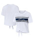 Фото #1 товара Women's White Jackson State Tigers Striped Front Knot Cropped T-shirt