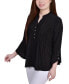 Petite 3/4 Sleeve Overlapped Bell Sleeve Y-neck Top