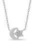 ფოტო #1 პროდუქტის Cubic Zirconia Moon & Star Pendant Necklace in Sterling Silver, 16" + 2" extender, Created for Macy's