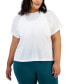 Фото #1 товара Plus Size Birdseye-Mesh Dolman-Sleeve Top, Created for Macy's