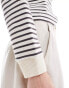 Mango cropped stripe sweatshirt in off white