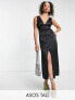 Фото #1 товара ASOS DESIGN Tall button through satin midi dress in black