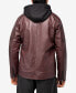 Фото #2 товара Men's Grainy Polyurethane Moto Jacket with Hood and Faux Shearling Lining