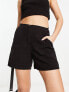 Weekday Kit linen mix shorts in black 34 - фото #1