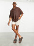 Фото #7 товара ASOS DESIGN oversized revere polo shirt in brown texture