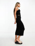 ASOS DESIGN knitted midi dress with cut out waist detail in black