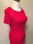 Inc international Concepts Women's Scoop Neck Ribbed Sweater Short Slee Red XL