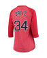 Фото #2 товара Women's David Ortiz Red Boston Red Sox Name and Number Tri-Blend Three-Quarter Length Raglan T-shirt