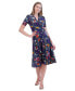 ფოტო #1 პროდუქტის Petite Floral-Print Twist-Front Midi Dress