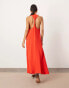 ASOS EDITION twist shoulder detail maxi dress with drop waist in red