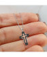 Фото #2 товара Black Carbon Fiber Cross Pendant Ball Chain Necklace