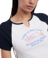 Women's Slim Vintage Prep Cropped T-Shirt Dark Night Navy, S - фото #3