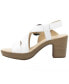 Women´s White Leather Heel Ankle Strap Sandals By Flexi