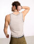 Фото #4 товара COLLUSION muscle vest in pique fabric in washed grey with tattoo print