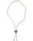 Фото #2 товара Lucky Brand silver-Tone Leather Heart Bolo Necklace, 35"