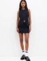 Pull&Bear longline tailored waistcoat co-ord in navy pinstripe