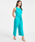 Фото #3 товара Women's Sleeveless Crewneck Tie-Waist Jumpsuit, Regular & Petite, Created for Macy's