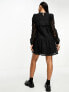 Фото #5 товара Miss Selfridge lace frill detail smock dress in black