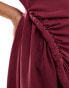 ASOS DESIGN drop shoulder twist detail mini dress in burgundy