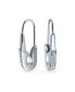 ფოტო #1 პროდუქტის Safety Pin Threader Earrings Crystal Accent Silver Tone Surgical Steel