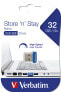 Фото #2 товара Verbatim Store 'n' Stay NANO - USB 3.0 Drive 32 GB - Blue - 32 GB - USB Type-A - 3.2 Gen 1 (3.1 Gen 1) - Cap - 3 g - Blue