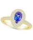 ფოტო #1 პროდუქტის Tanzanite (7/8 ct. t.w.) & Diamond (5/8 ct. t.w.) Pear Halo Statement Ring in 14k Gold