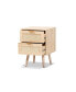 Baird Mid-Century Modern Wood and Rattan 2 Drawer Nightstand