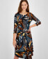 ფოტო #4 პროდუქტის Petite 3/4-Sleeve Asymmetrical-Hem Dress