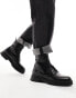 Tommy Hilfiger abrasivato leather boots in black