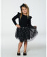 Big Girls Long Sleeve Dress With Glittering Tulle Skirt Black Черный, 10 - фото #2