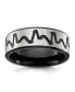 Stainless Steel Brushed Black IP-plated Heartbeat Band Ring
