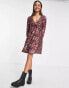 Фото #8 товара Miss Selfridge mix print v neck ruffle dress