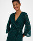 Women's Sequin-Lace 3/4-Sleeve Faux-Wrap Dress