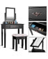 Фото #6 товара Makeup Desk Vanity Dressing Table Square Stool 1 Large Black