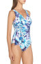 Tommy Bahama Women's 182899 Sculpt Aqua Petals One-Piece Swimsuit Size 12