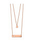 Rose IP-plated Heart and Bar Multi Strand Cable Chain Necklace