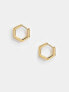 Orelia gold plated hexagon huggie hoop earrings in gold plate