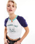 Фото #2 товара Urban Revivo fluffy cat slogan notch neck t-shirt in white