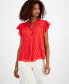 ფოტო #1 პროდუქტის Women's Flutter-Sleeve Split-Neck Top