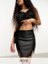 Фото #1 товара Miss Selfridge Petite faux leather mini skirt in black