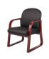 Фото #3 товара Mahogany Wood Mid-Back Guest Chair W/ Sled Base