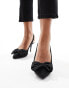 New look satin bow slingback heeled shoe in black