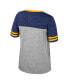 Women's Heather Gray West Virginia Mountaineers Kate Colorblock Notch Neck T-shirt
