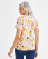 Women's Short Sleeve Printed V-Neck Top, Created for Macy's