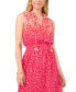 ფოტო #3 პროდუქტის Petite Printed Tie-Neck Smocked-Waist Sleeveless Dress