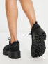 ASOS DESIGN Mattie square toe chunky lace up shoes in black canvas