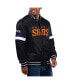 ფოტო #1 პროდუქტის Men's Black Phoenix Suns Home Game Satin Full-Snap Varsity Jacket