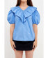 ფოტო #1 პროდუქტის Women's Smocked Ruffled Puff Sleeve Top